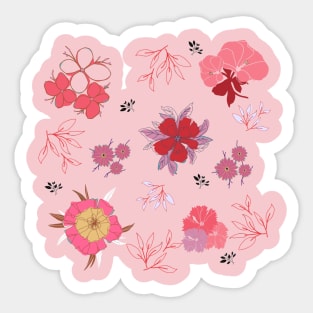 Coral Pink Flower Pattern Sticker